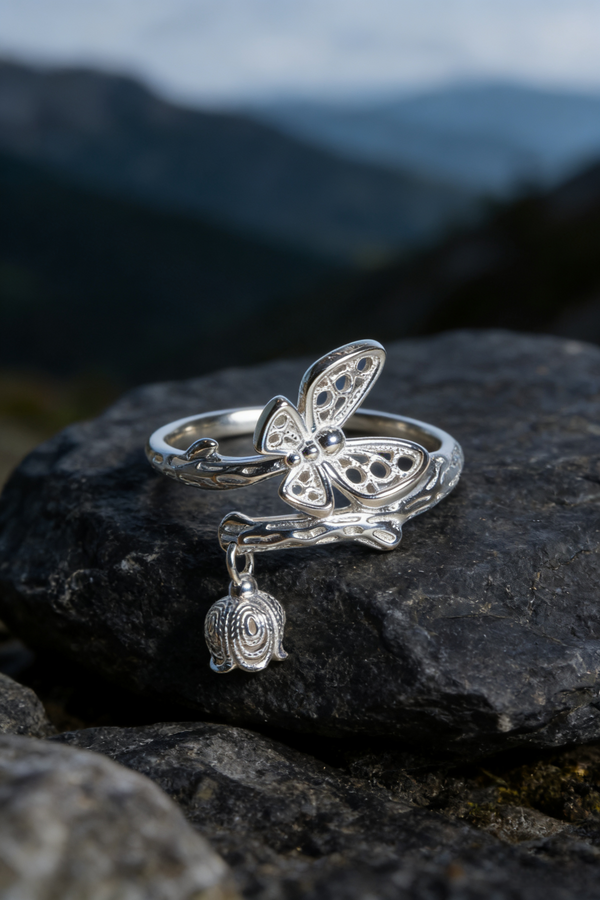 Silberner Waldzauber Ring, größe verstellbar